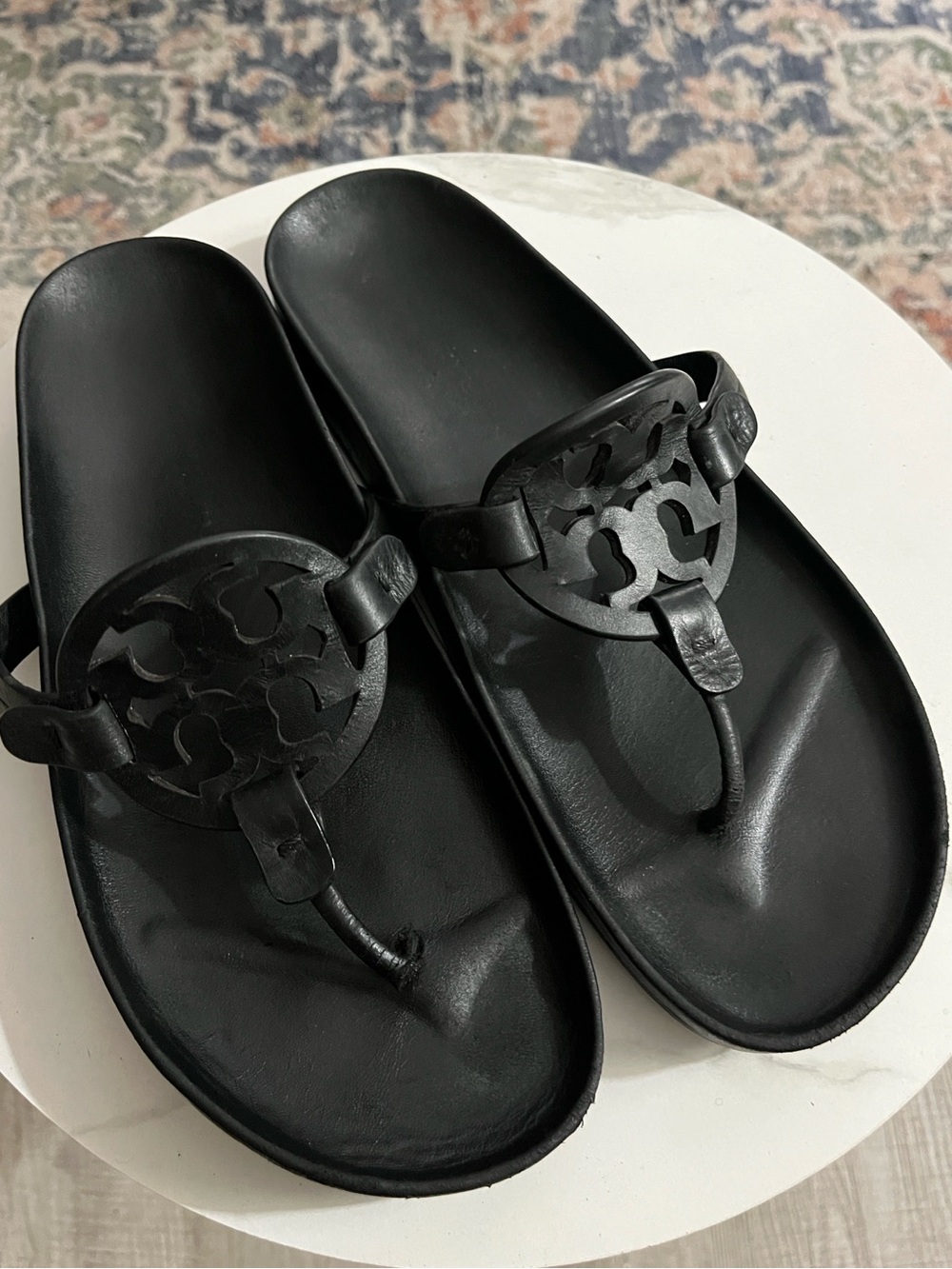 Tory Burch Black Miller Leather Sandals - Picture 2 of 12